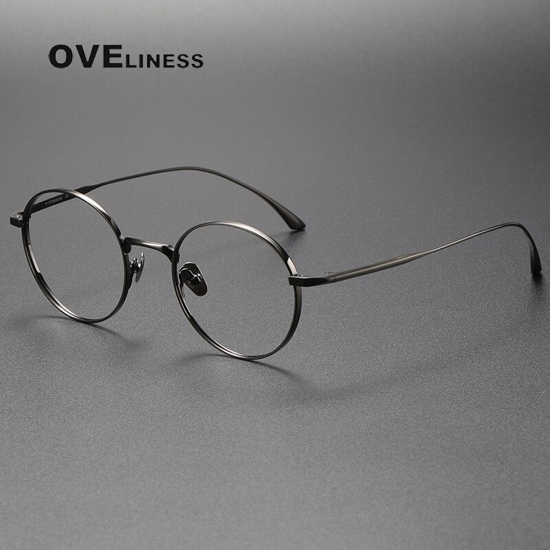 Oveliness Unisex Full Rim Round Titanium Eyeglasses 4921145 Full Rim Oveliness gun  