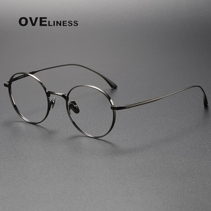 Oveliness Unisex Full Rim Round Titanium Eyeglasses 4921145 Full Rim Oveliness gun