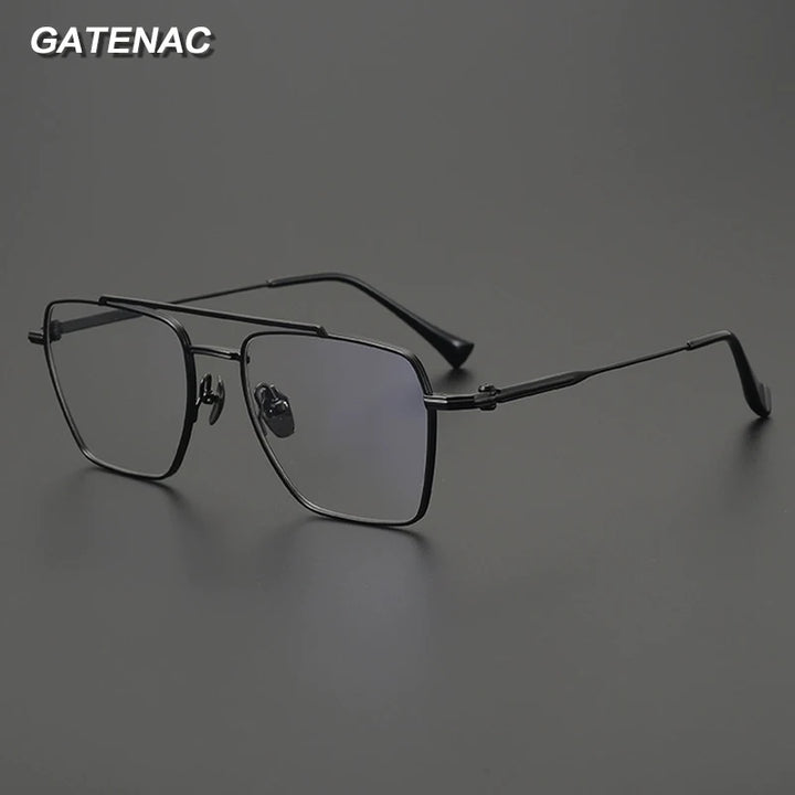 Gatenac Unisex Full Rim Big Square Double Bridge Titanium Eyeglasses G4009