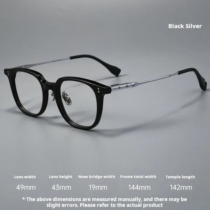 Momoja Unisex Full Rim Square Round Acetate Titanium Eyeglasses 78150