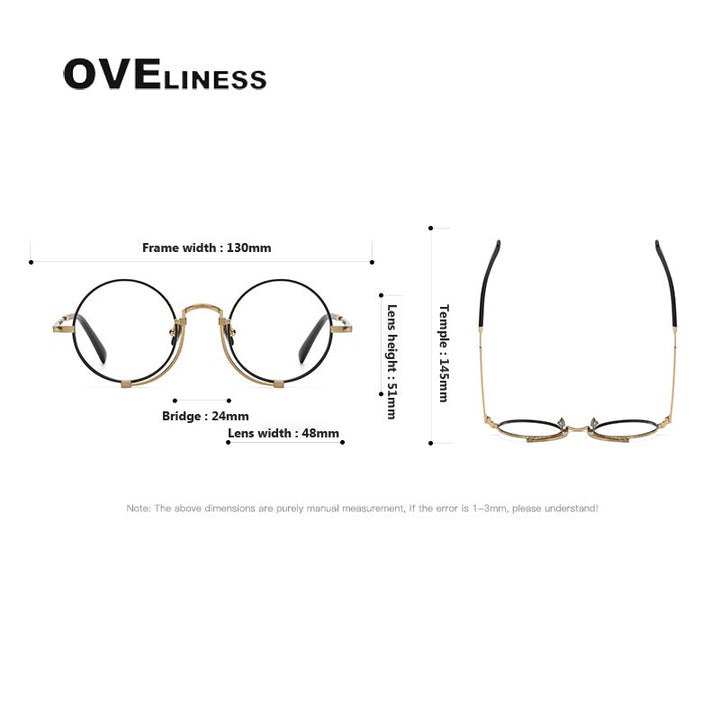 Oveliness Unisex Full Rim Round Titanium Eyeglasses 1013h Full Rim Oveliness