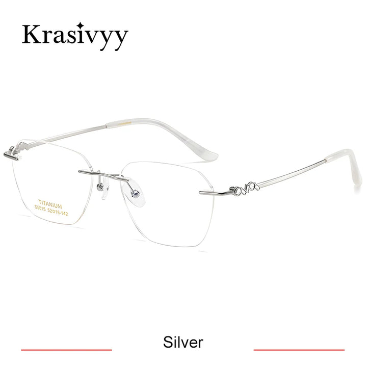 Krasivyy Women's Rimless Polygon Oval Titanium Eyeglasses 36015