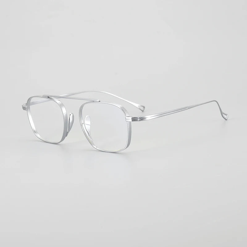 Gatenac Unisex Full Rim Small Square Titanium Eyeglasses Gxyj1474 Full Rim Gatenac Silver