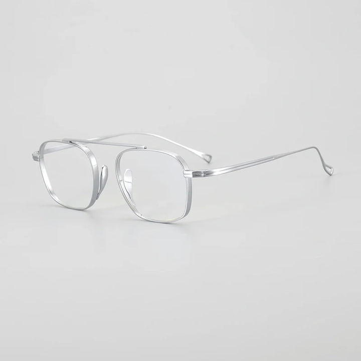 Gatenac Unisex Full Rim Small Square Titanium Eyeglasses Gxyj1474 Full Rim Gatenac Silver