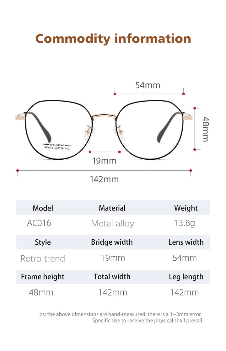 Vicky Unisex Full Rim Oval Polygon Alloy Reading Glasses 622016