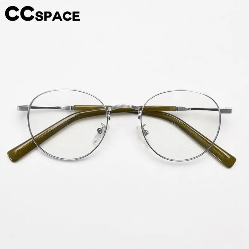 CCspace Unisex Full Rim Round Alloy Eyeglasses 56836 Full Rim CCspace