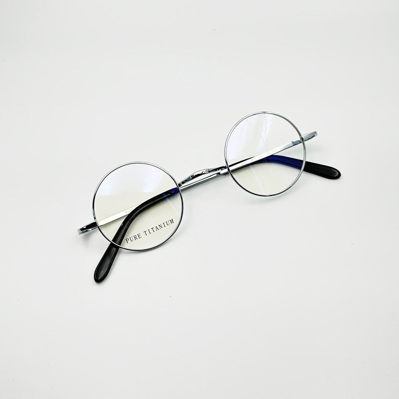 Yujo Unisex Full Rim 42 mm Round Titanium Eyeglasses Full Rim Yujo