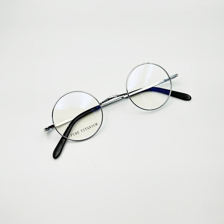 Yujo Unisex Full Rim 42 mm Round Titanium Eyeglasses Full Rim Yujo