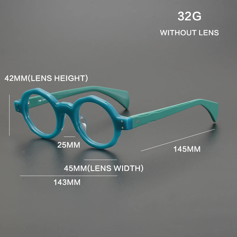 Gatenac Unisex Full Rim Round Acetate Eyeglasses Gxyj-1169 Full Rim Gatenac