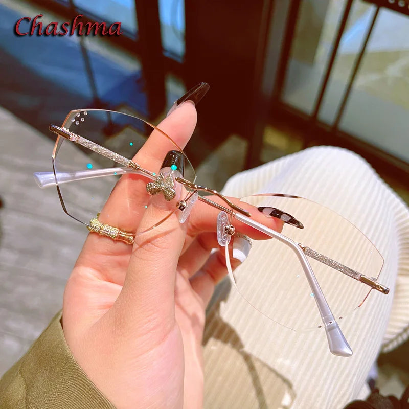 Chashma Ochki Women's Rimless Oval Titanium Eyeglasses 88606 Rimless Chashma Ochki