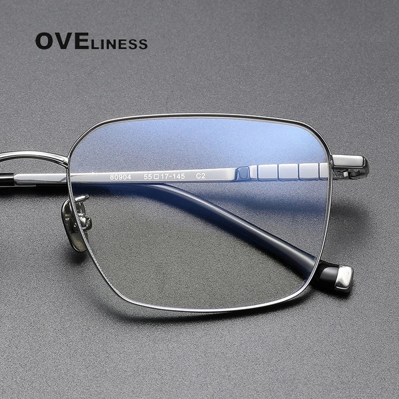 Oveliness Men's Full Rim Square Titanium Eyeglasses 80904 Full Rim Oveliness