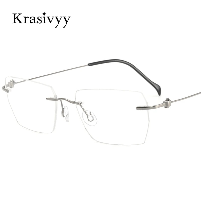 Krasivyy Women's Rimless Polygon Square Titanium Eyeglasses 55008