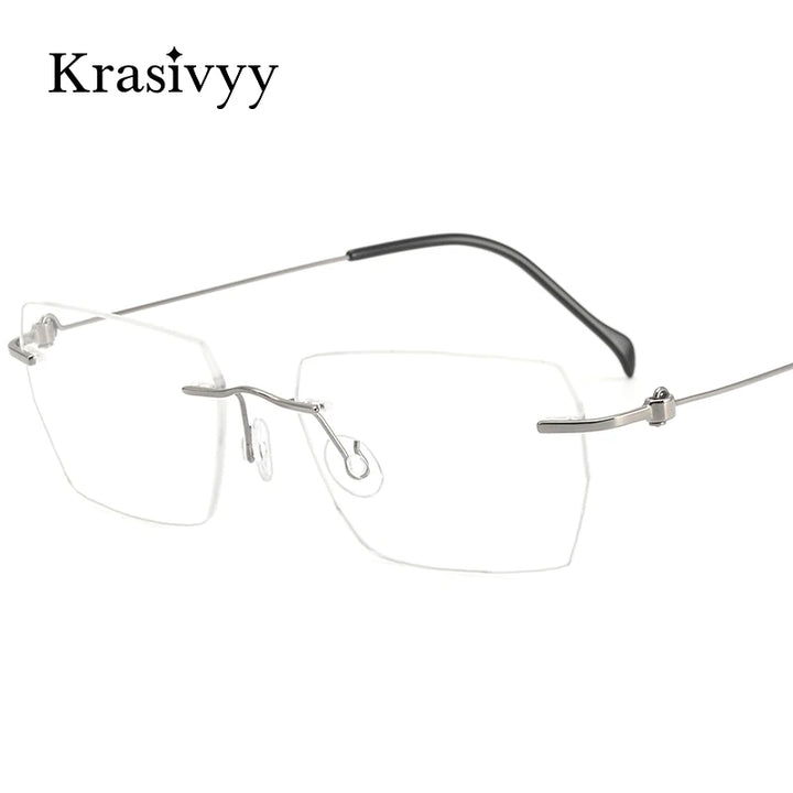 Krasivyy Women's Rimless Polygon Square Titanium Eyeglasses 55008