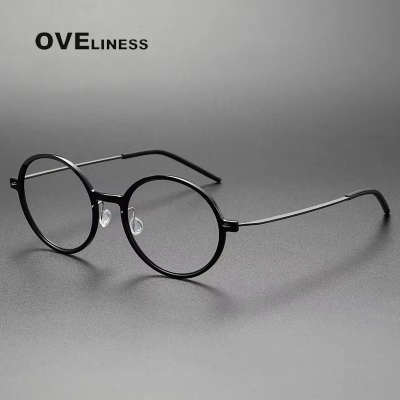 Oveliness Women's Full Rim Round Acetate Titanium Eyeglasses 26523