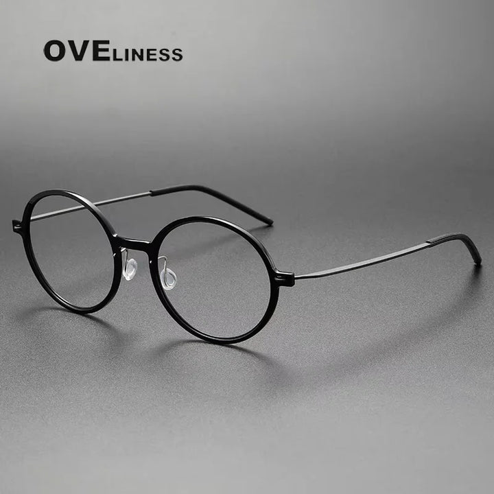 Oveliness Women's Full Rim Round Acetate Titanium Eyeglasses 26523