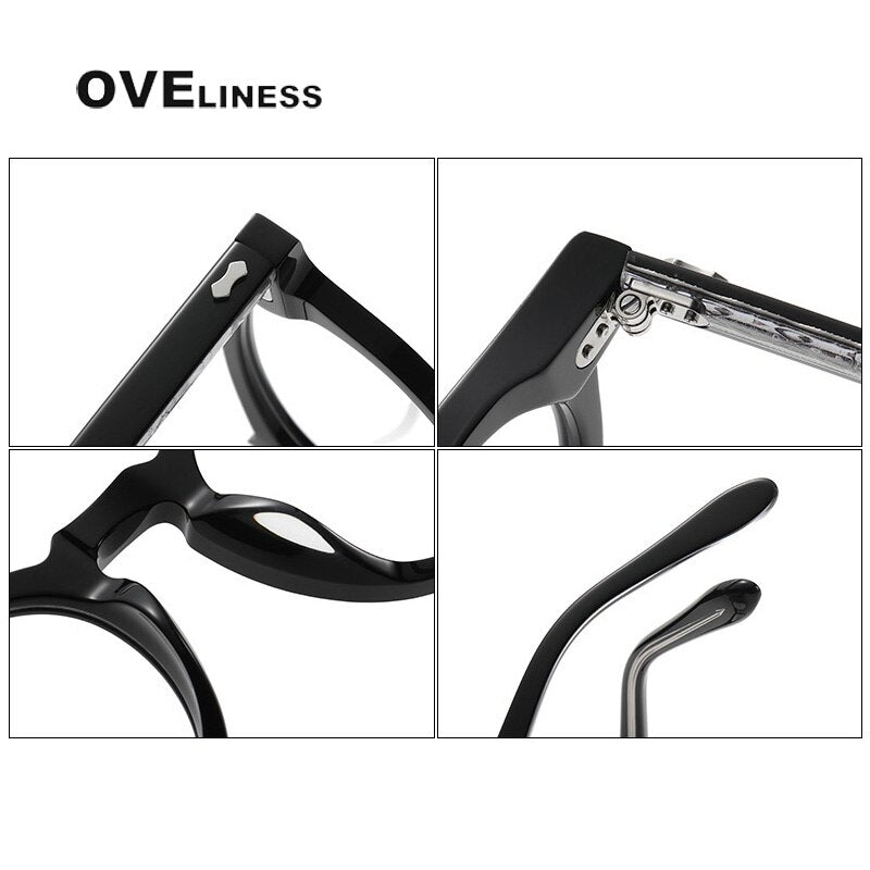 Oveliness Unisex Full Rim Round Acetate Titanium Eyeglasses 505 Full Rim Oveliness