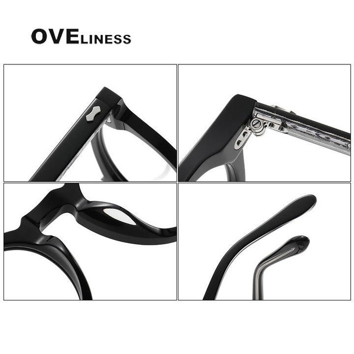 Oveliness Unisex Full Rim Round Acetate Titanium Eyeglasses 505 Full Rim Oveliness