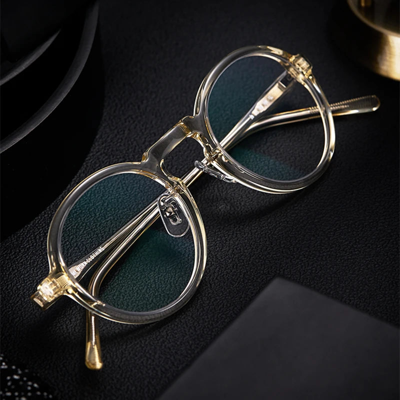 Black Mask Unisex Full Rim Round Acetate Eyeglasses 13847 Full Rim Black Mask