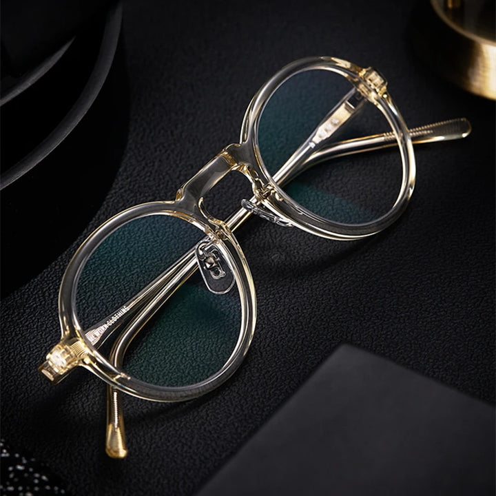 Black Mask Unisex Full Rim Round Acetate Eyeglasses 13847 Full Rim Black Mask