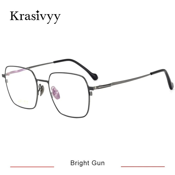 Krasivyy Men's Full Rim Square Titanium Eyeglasses Hm5005 Full Rim Krasivyy Bright Gun CN 