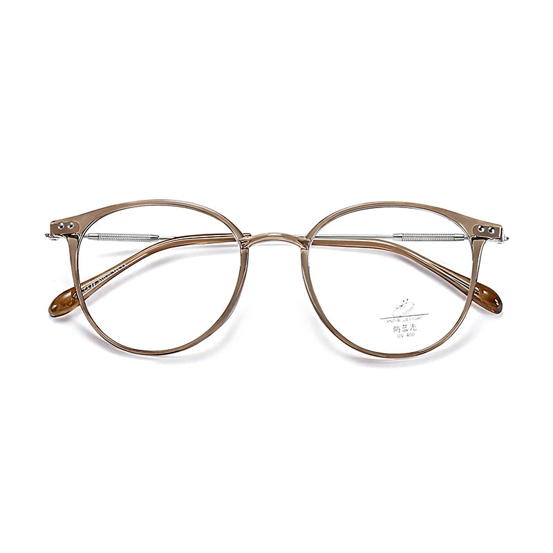 Xbora Unisex Full Rim Round Tr 90 Alloy Eyeglasses 9531