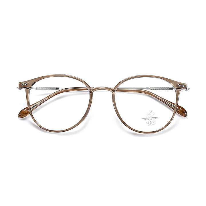 Xbora Unisex Full Rim Round Tr 90 Alloy Eyeglasses 9531