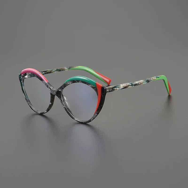 Hewei Unisex Full Rim Oval Cat Eye Acetate Eyeglasses 16145 Full Rim Hewei C2 CHINA