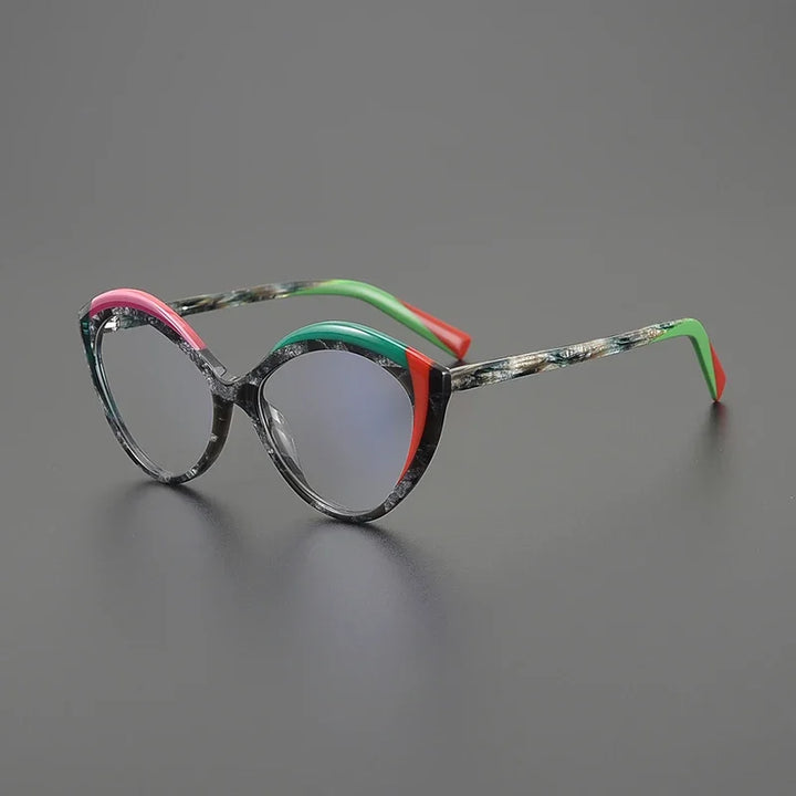 Hewei Unisex Full Rim Oval Cat Eye Acetate Eyeglasses 16145 Full Rim Hewei C2 CHINA