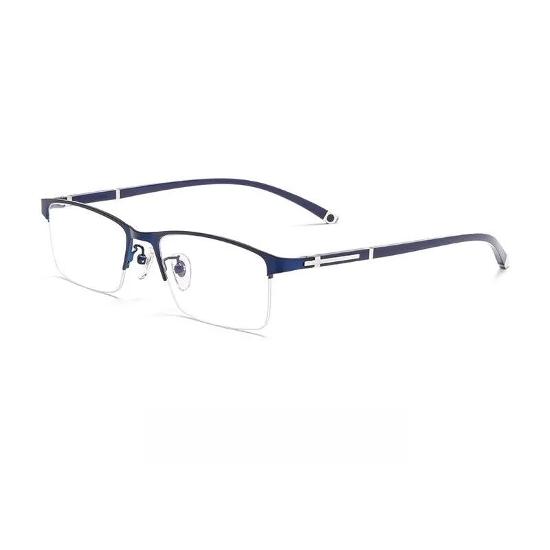 Yimaruili Men's Full Semi Rim Square Alloy Eyeglasses P9211 P9212 Semi Rim Yimaruili Eyeglasses P9211 Blue