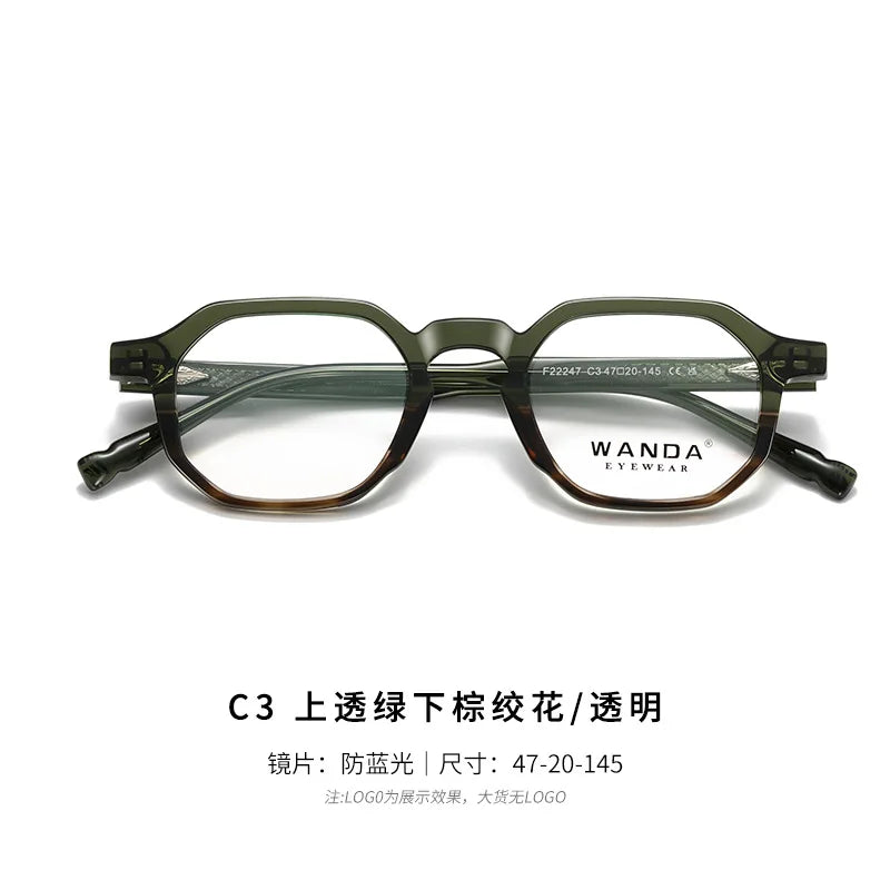 Reven Jate Women's Full Rim Flat Top Oval Tr 90 Alloy Eyeglasses 22247