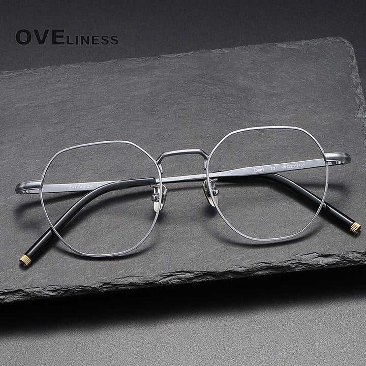 Oveliness Unisex Full Rim Polygon Titanium Eyeglasses 80882 Full Rim Oveliness