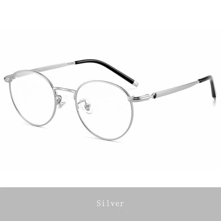 Hdcrafter Unisex Full Rim Round Titanium Eyeglasses 0172O Full Rim Hdcrafter Eyeglasses Silver