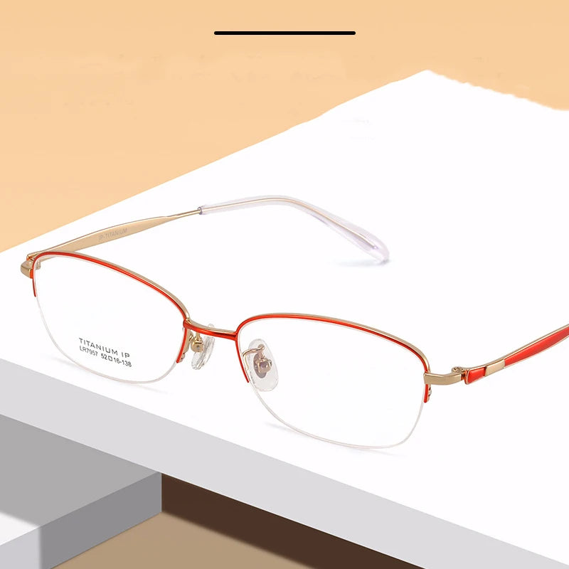Bclear Women's Semi Rim Oval Titanium Eyeglasses 7957 Full Rim Bclear
