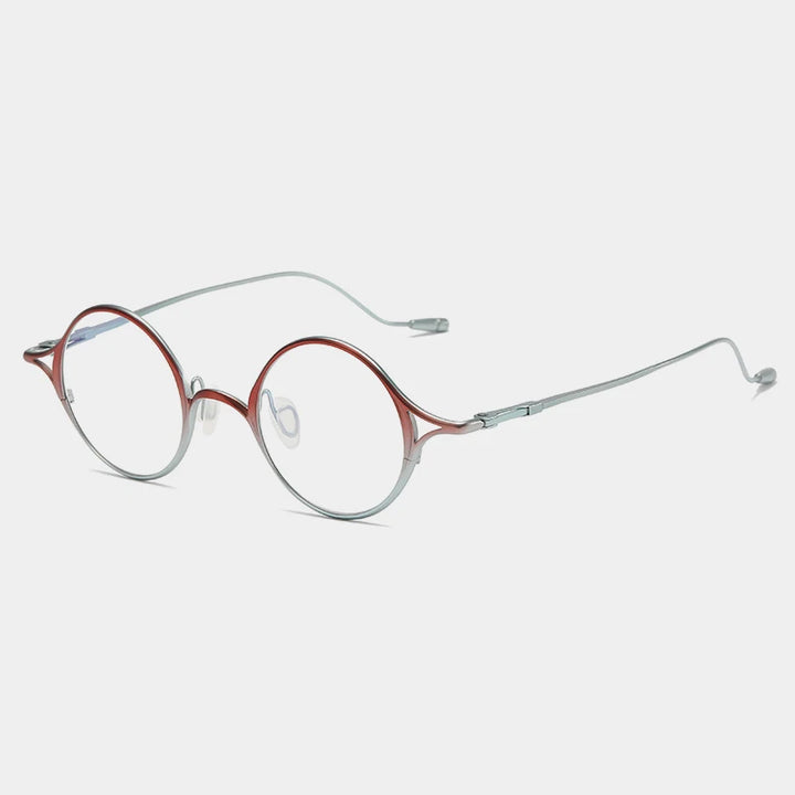 Gatenac Unisex Full Rim Round Titanium Eyeglasses Gxyj1156 Full Rim Gatenac Red Silver