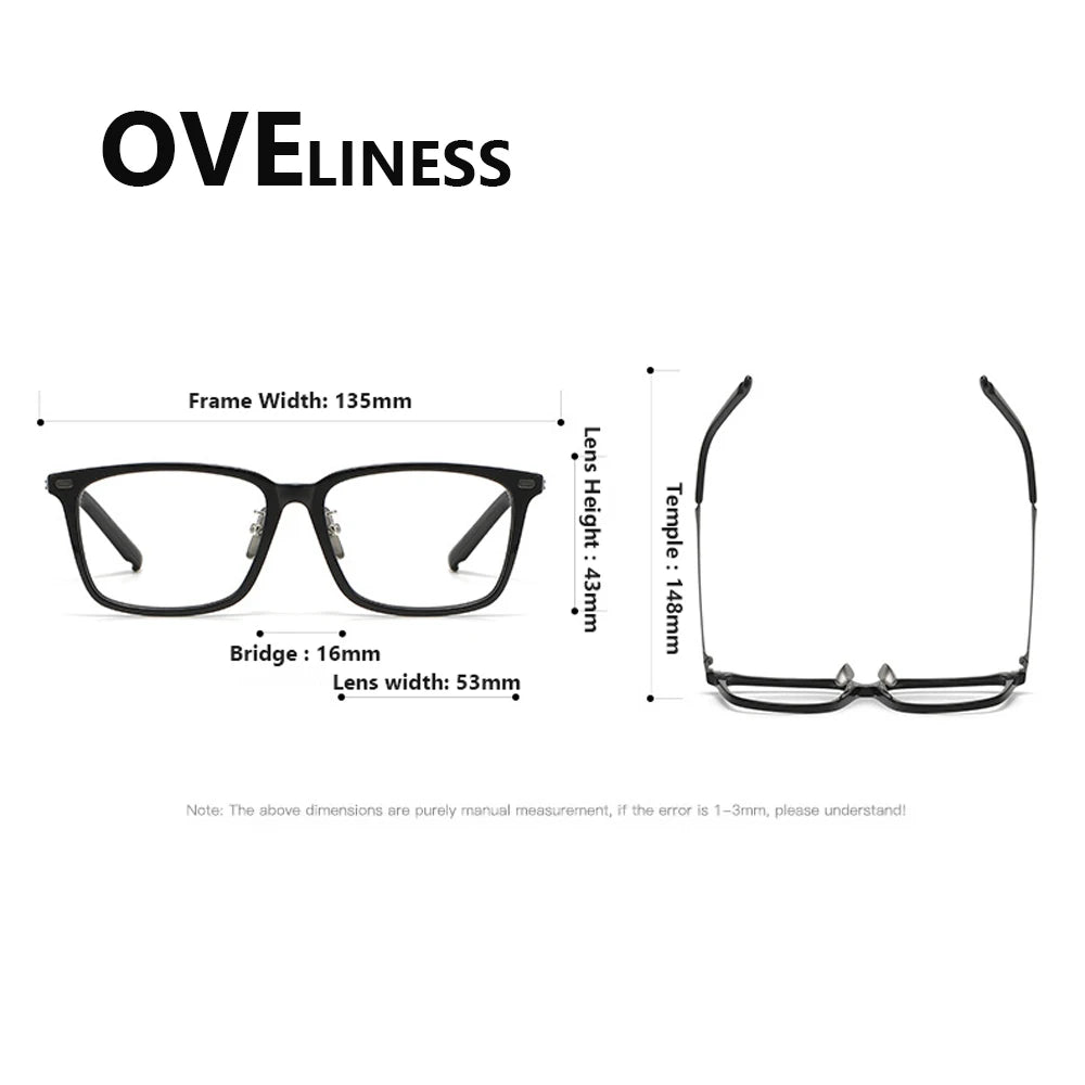 Oveliness Women's Full Rim Square Acetate Titanium Eyeglasses 81485