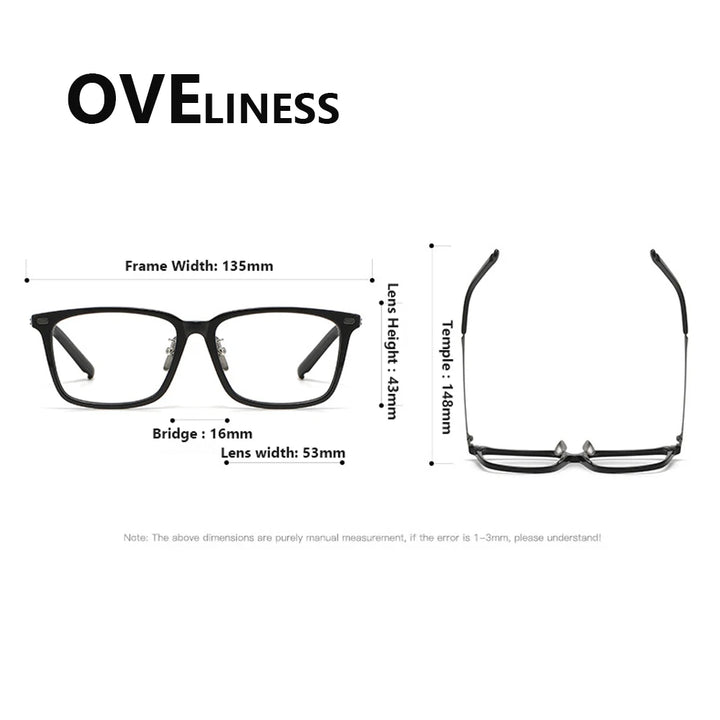 Oveliness Women's Full Rim Square Acetate Titanium Eyeglasses 81485