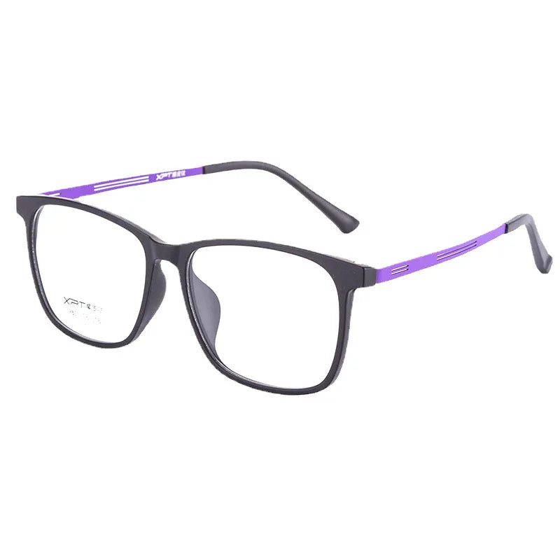 Kocolior Unisex Full Rim Square Tr 90 Titanium Hyperopic Reading Glasses 9825 Reading Glasses Kocolior Black Purple 0
