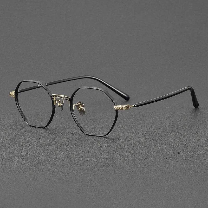 Black Mask Women's Full Rim Polygon Oval Titanium Eyeglasses 63040