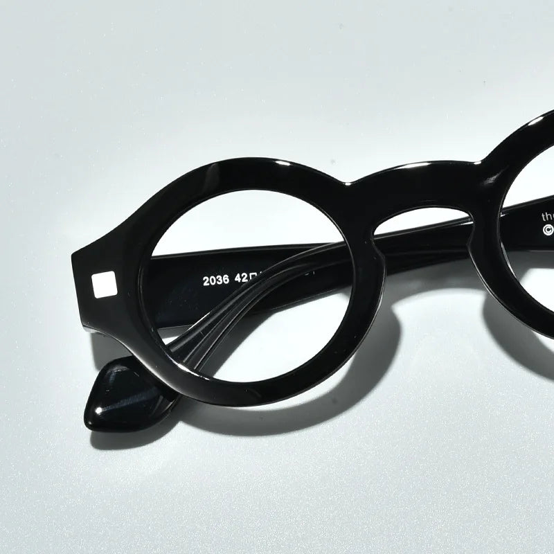 Black Mask Unisex Full Rim Round Acetate Eyeglasses L2036 Full Rim Black Mask