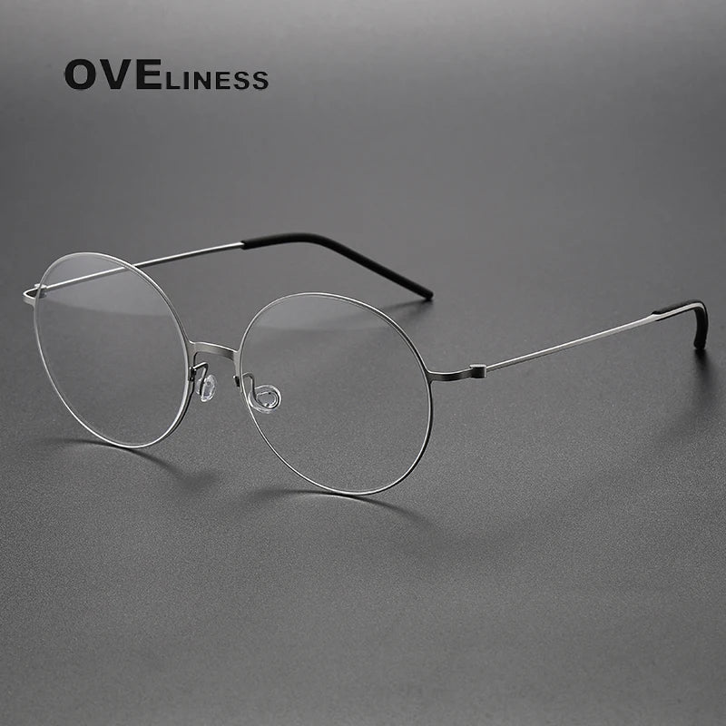 Oveliness Unisex Full Rim Round Screwless Titanium Eyeglasses 5516 Full Rim Oveliness silver  