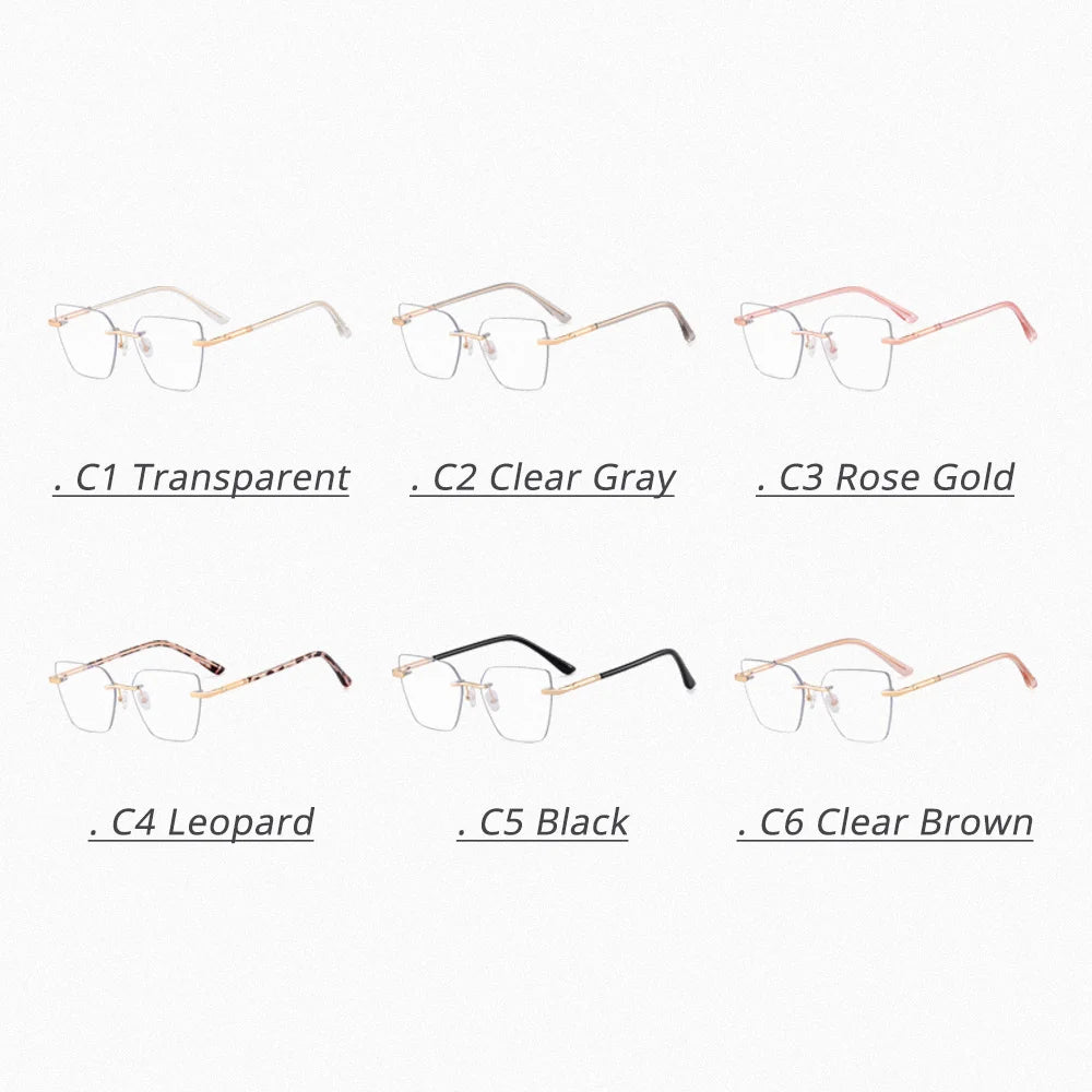 Ralferty Women's Rimless Flat Top Polygon Acetate Eyeglasses R83600 Rimless Ralferty