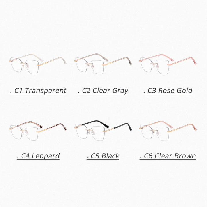 Ralferty Women's Rimless Flat Top Polygon Acetate Eyeglasses R83600 Rimless Ralferty