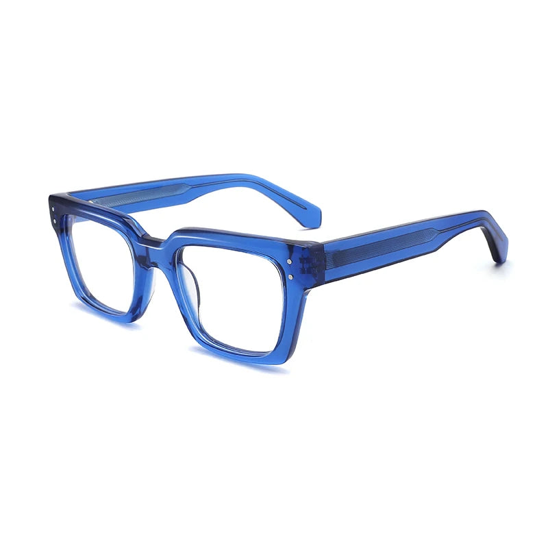 Gatenac Unisex Full Rim Square Thick Acetate Eyeglasses Gxyj1565 Full Rim Gatenac Blue