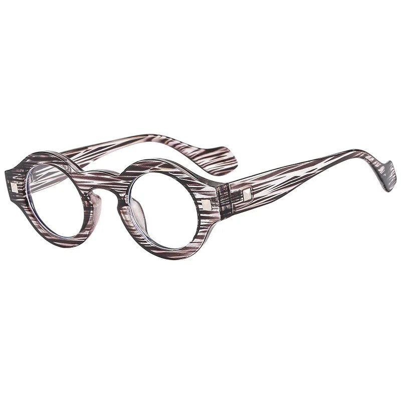 CCspace Unisex Full Rim Small Round Acetate Reading Glasses R57019 Reading Glasses CCspace C4Stripe 0