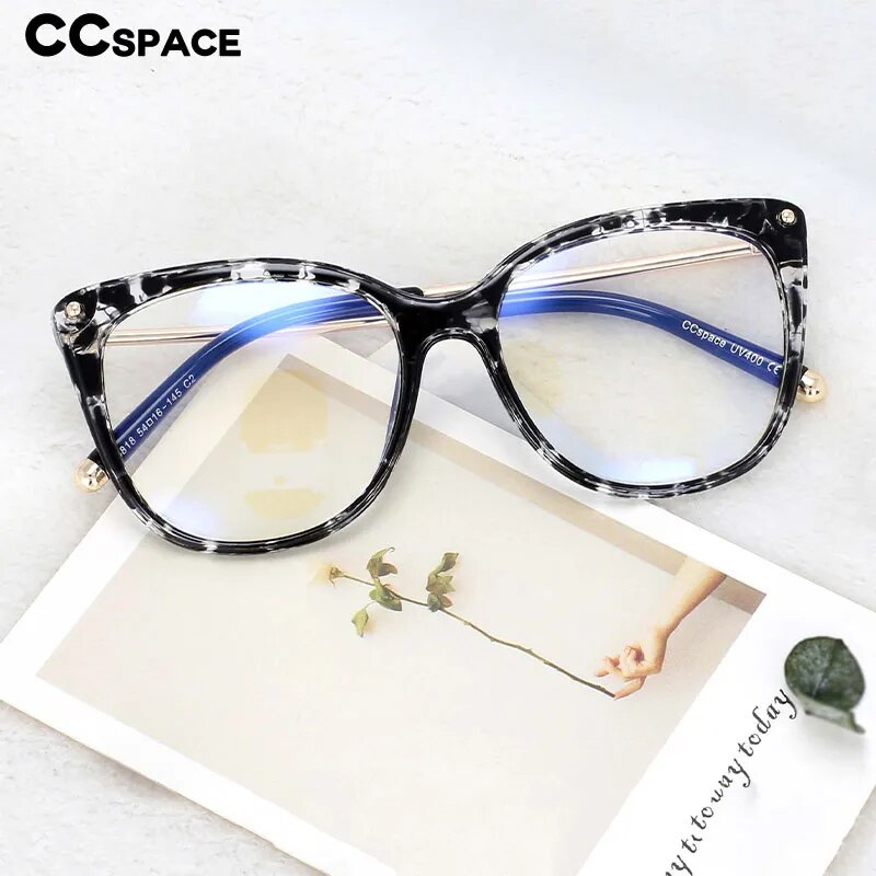 CCspace Women's Full Rim Cat Eye Tr 90 Titanium Reading Glasses R45818 Reading Glasses CCspace