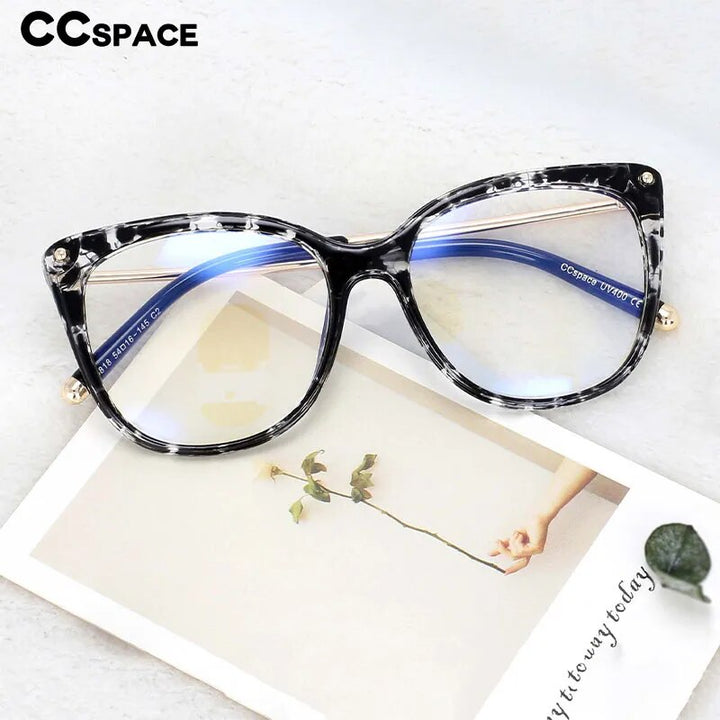 CCSpace Women's Full Rim Cat Eye Tr 90 Titanium Hyperopic Reading Glasses R45818 Reading Glasses CCspace   