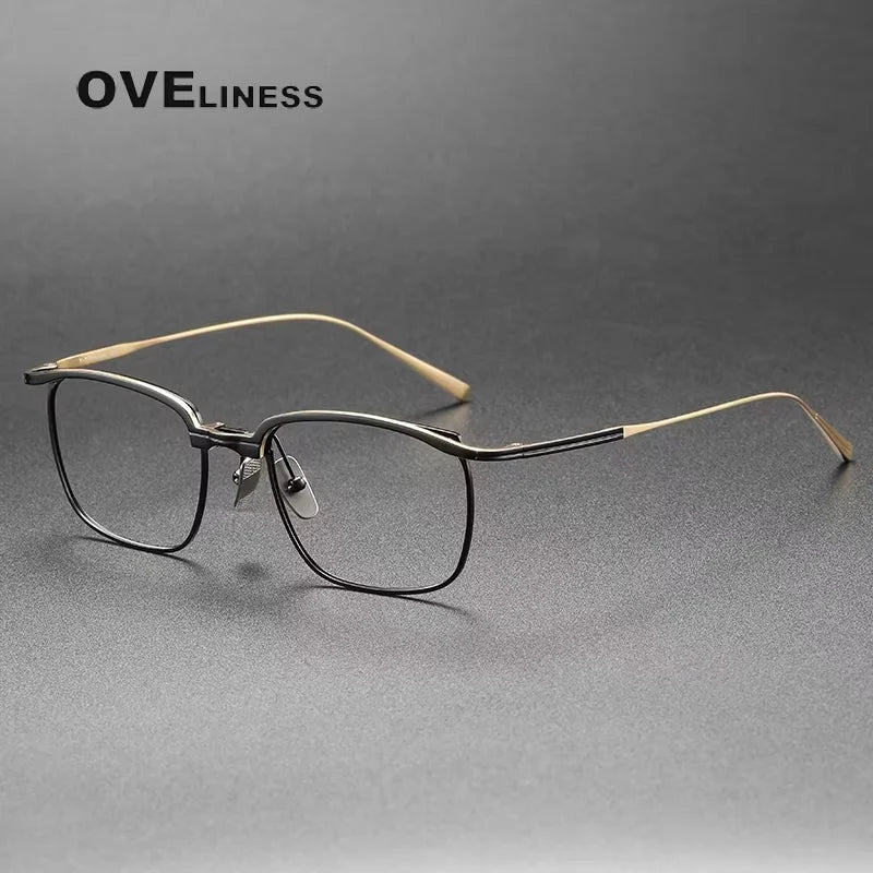 Oveliness Unisex Full Rim Square Brow Line Titanium Eyeglasses 814822