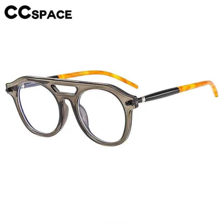 CCSpace Unisex Full Rim Round Double Bridge PC Plastic Alloy Reading Glasses 57047 Reading Glasses CCspace   