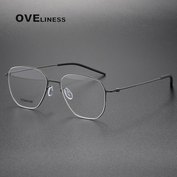 Oveliness Unisex Full Rim Square Screwless Titanium Eyeglasses 5505 Full Rim Oveliness gun