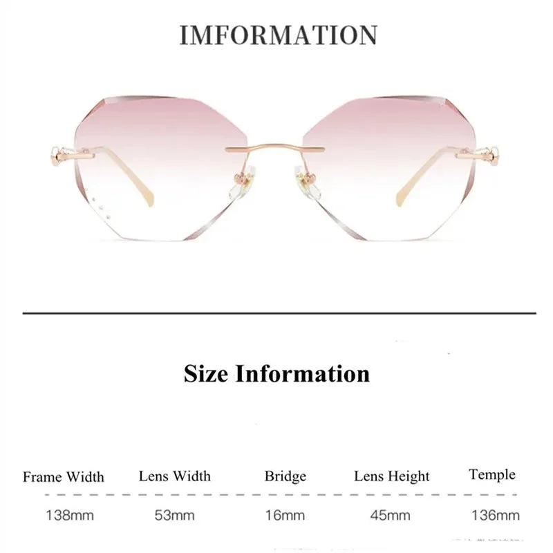 Chashma Ochki Women's Rimless Polygon Round Titanium Eyeglasses 23014